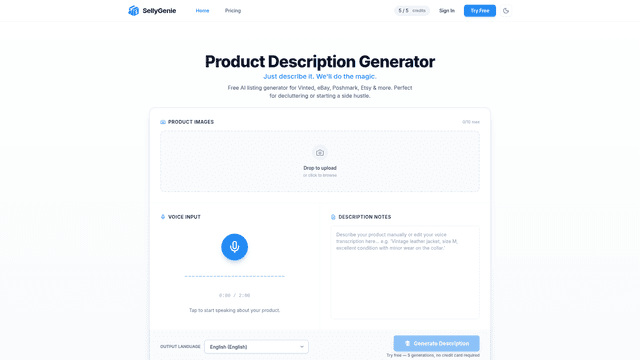 Product Description Generator | AI Listing Tool screenshot 1