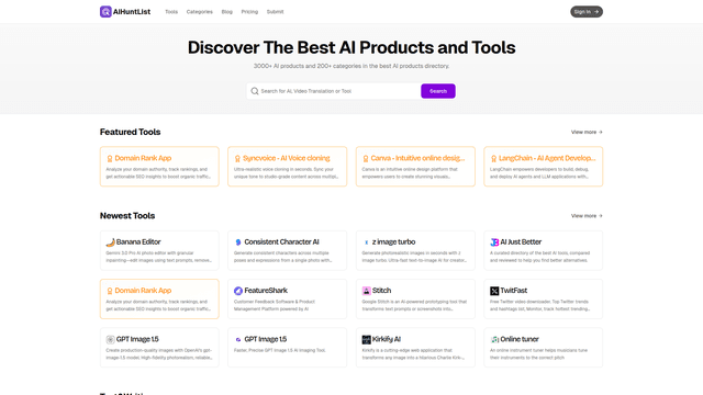AIHuntList - Best AI Products Directory & AI Tools List screenshot 2