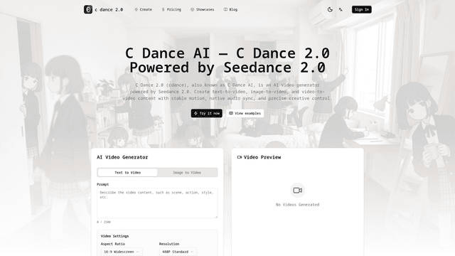 C Dance 2.0 (C Dance AI) | Seedance 2.0 AI Video Generator screenshot 2