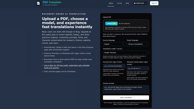 PDF Translate – Free PDF Translator | pdf-translation.com screenshot 2