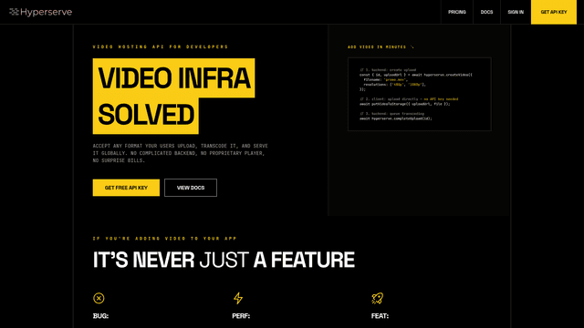 Video backend for Developers — Add Video Fast | Hyperserve screenshot 2