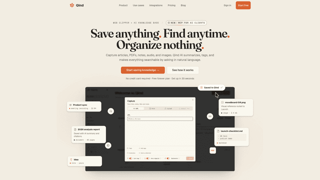 Qind AI — AI Knowledge Management. Save Anything, Ask Later. screenshot 2