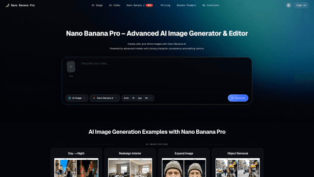 Nano Banana Pro Free Online | Nano Banana 2 AI Image screenshot 2