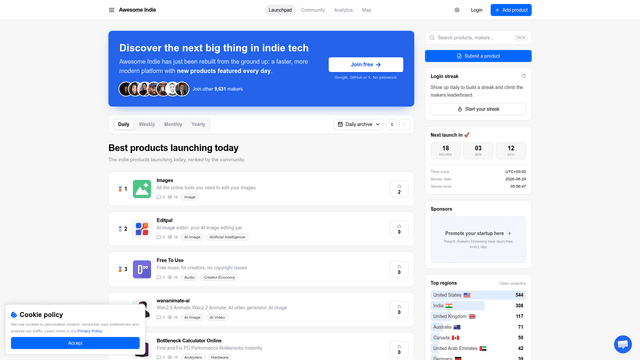 Awesome Indie — Best products launching today screenshot 1