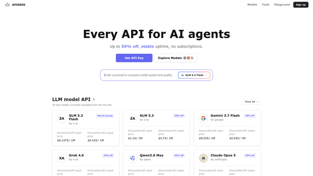 AI Model APIs for Agents | Discounted Pricing | APINEED screenshot 2