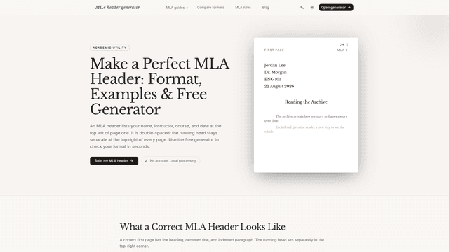 MLA Header: Format, Examples & Free Generator screenshot 2