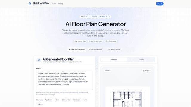 AI Floor Plan Generator | BuildFloorPlan screenshot 1