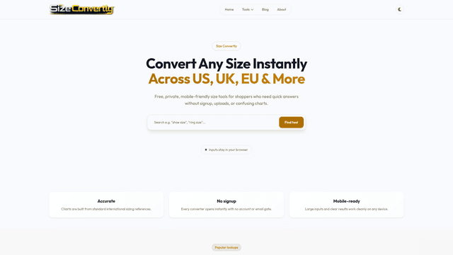 Instant Size Converter - US, UK, EU & More screenshot 2