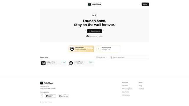 Launch your tool. Free dofollow backlink — Wall of Tools screenshot 2