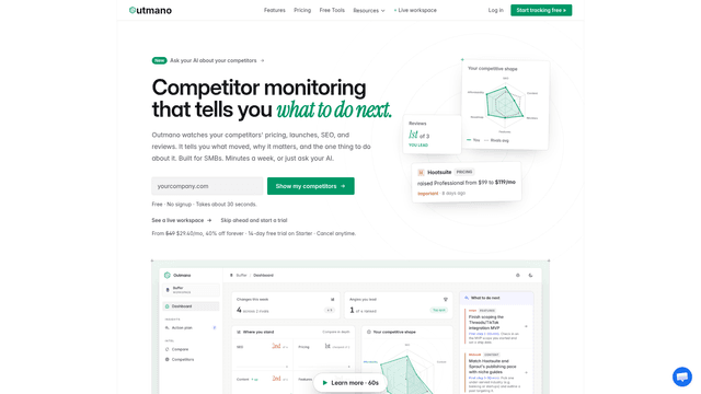 Outmano — Competitor Monitoring That Says What to Do Next screenshot 2