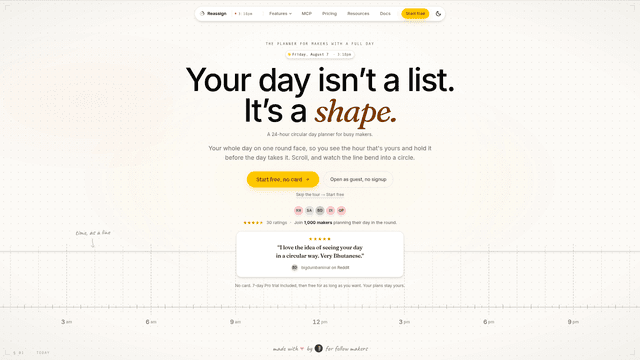 Reassign · Visual daily planner on a 24-hour dial screenshot 2