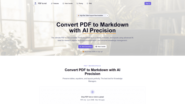 PDF to md: Convert PDF to Markdown with AI Precision screenshot 1