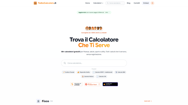 Tutti i Calcolatori Online Gratuiti - tuttocalcolato.it screenshot 1
