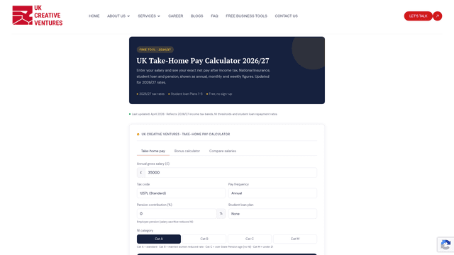 UK Take-Home Pay Calculator 2026/27 screenshot 2