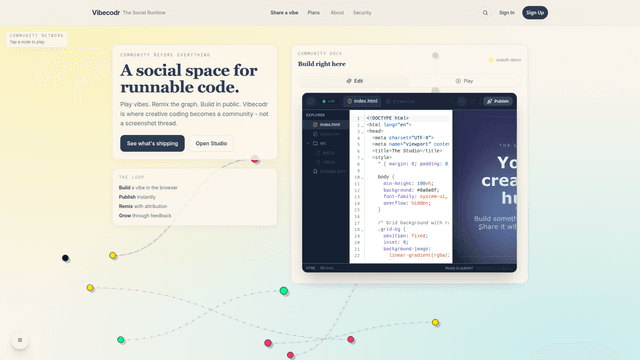 Vibecodr - A social space for runnable code screenshot 2