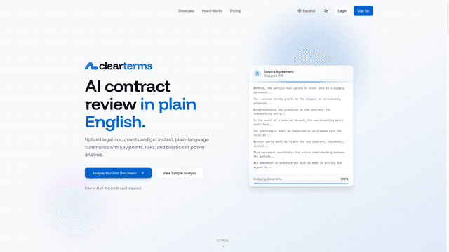ClearTerms - AI-Powered Legal Document Analysis screenshot 2