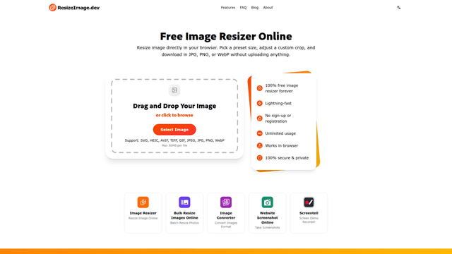 Image Resizer - Free Online Photo Resizer | ResizeImage.dev screenshot 2