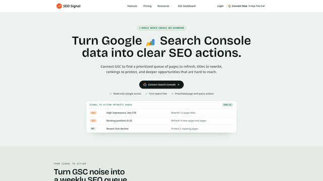 SEO Signal: Free SEO Analyzer Google Search Console Report screenshot 2