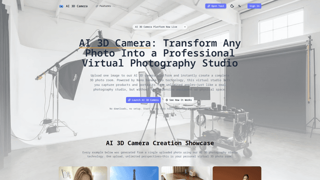 AI 3D Camera - Virtual Photography Studio | Nano Banana Pro screenshot 1
