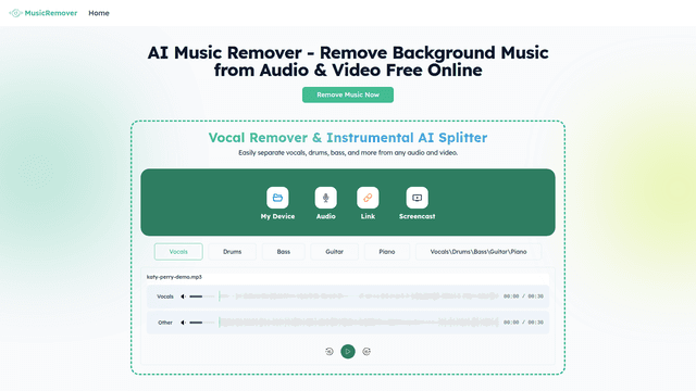AI Music Remover: Remove Background Music Free Online screenshot 1