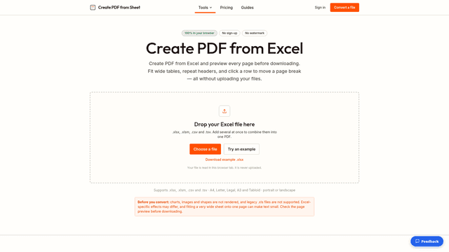 Create PDF from Excel Online — Preview Every Page screenshot 2