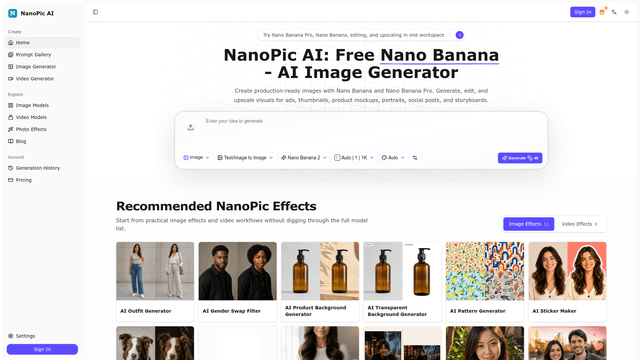 NanoPic AI Image Generator & Editor | Nano Banana Pro screenshot 2