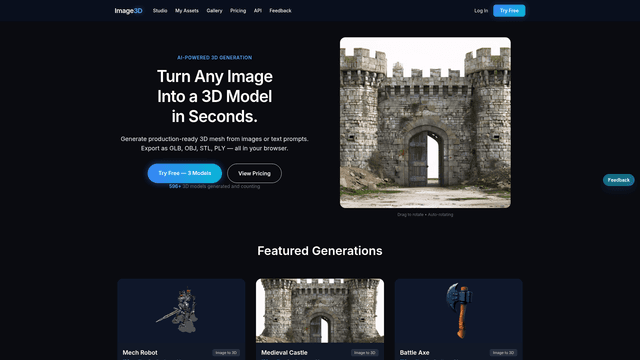 Image3D | Fast Image To 3D And Text To 3D In Browser screenshot 2