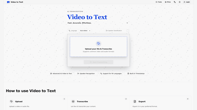 Video to Text | Transcribe Video & Audio to Text Online screenshot 1