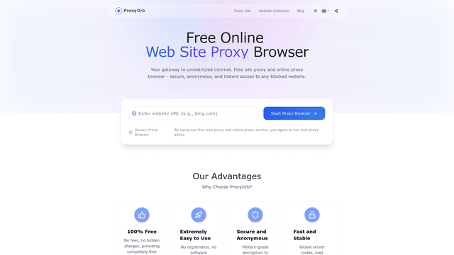 Free Web Site Proxy & Online Proxy Browser - ProxyOrb screenshot 2