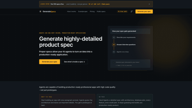 GenerateSpecs screenshot 2